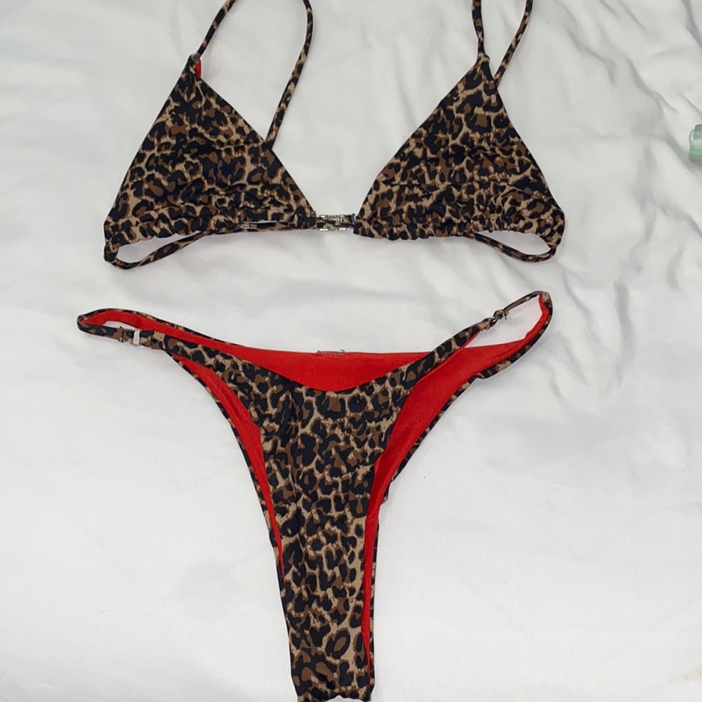 High cut cheeky bikini cheetah print